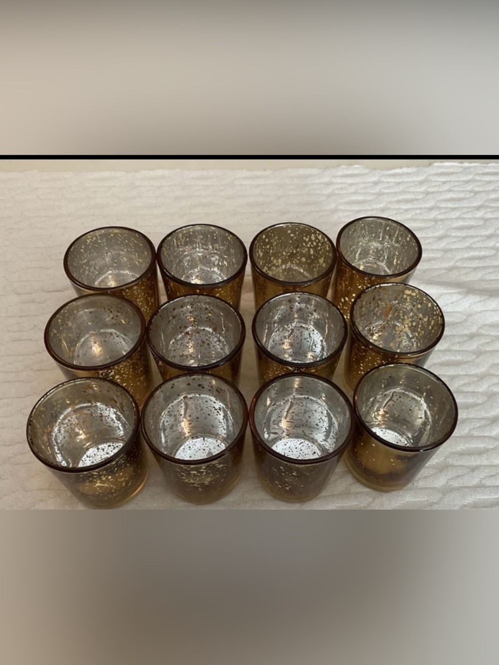 Amber Mercury Glass Votive Candle Holders - Set of 12